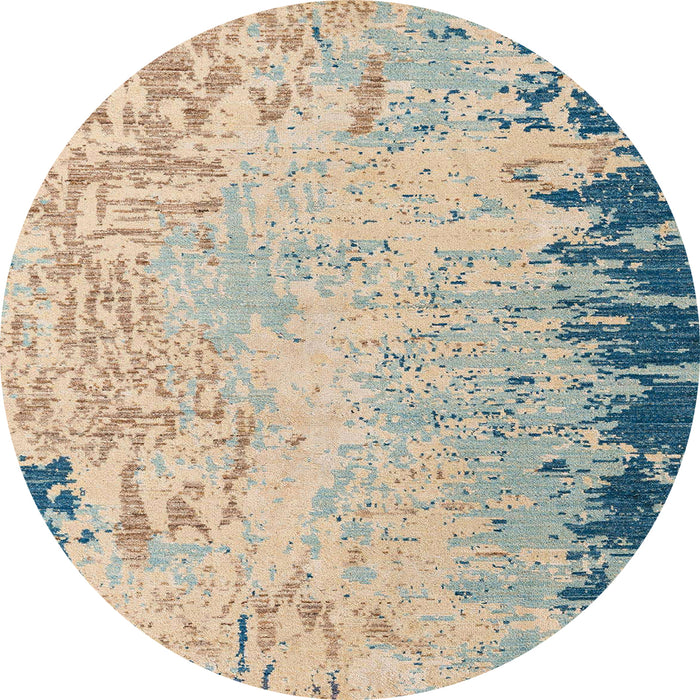 Round Machine Washable Abstract Brown Rug, wshabs5087