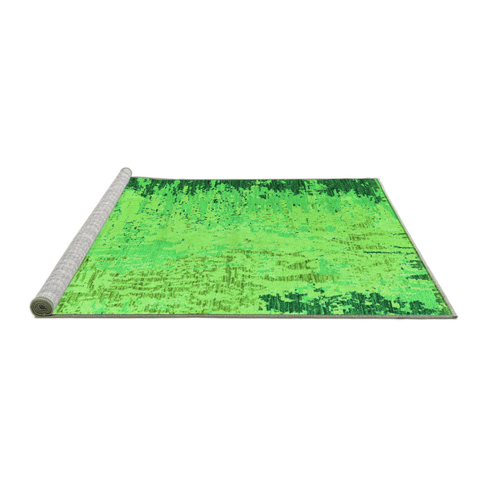 Sideview of Machine Washable Abstract Green Modern Area Rugs, wshabs5087grn