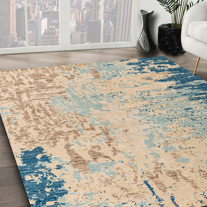 Abstract Brown Modern Rug in Family Room, abs5087