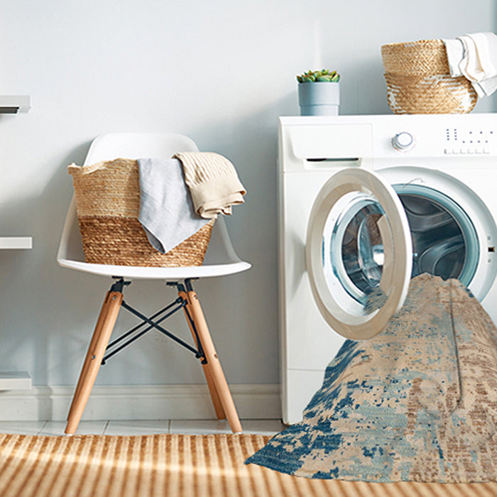 Machine Washable Abstract Brown Rug in a Washing Machine, wshabs5087
