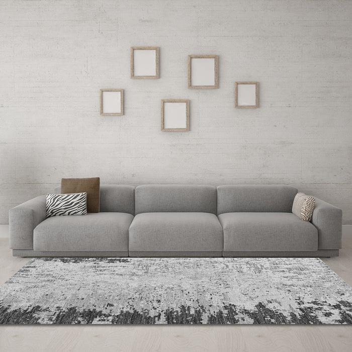 Machine Washable Abstract Gray Modern Rug in a Living Room,, wshabs5087gry