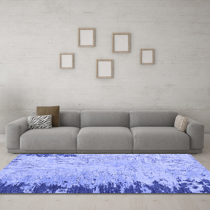 Machine Washable Abstract Blue Modern Rug in a Living Room, wshabs5087blu