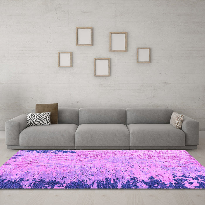 Machine Washable Abstract Purple Modern Area Rugs in a Living Room, wshabs5087pur