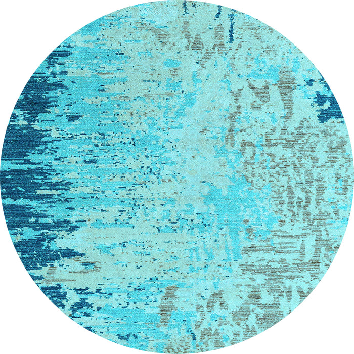 Round Machine Washable Abstract Light Blue Modern Rug, wshabs5087lblu