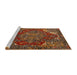 Sideview of Machine Washable Abstract Saffron Red Rug, wshabs5088