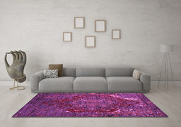 Machine Washable Persian Purple Traditional Area Rugs in a Living Room, wshabs5088pur