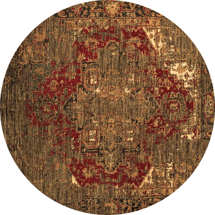 Round Machine Washable Persian Brown Traditional Rug, wshabs5088brn