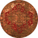 Round Persian Orange Traditional Rug, abs5088org