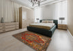 Abstract Saffron Red Persian Rug in a Bedroom, abs5088