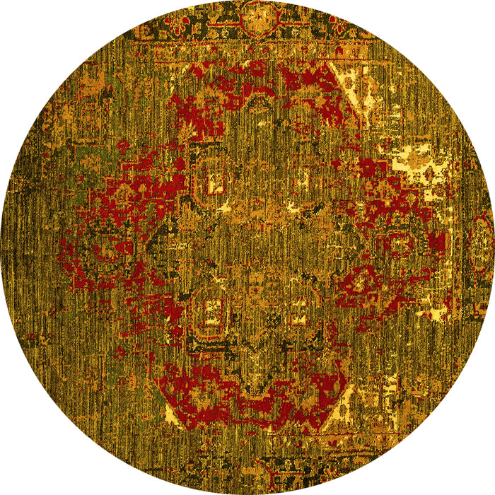 Round Persian Yellow Traditional Rug, abs5088yw