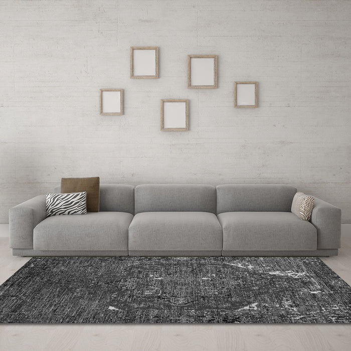 Machine Washable Persian Gray Traditional Rug in a Living Room,, wshabs5088gry