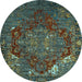 Round Persian Light Blue Traditional Rug, abs5088lblu