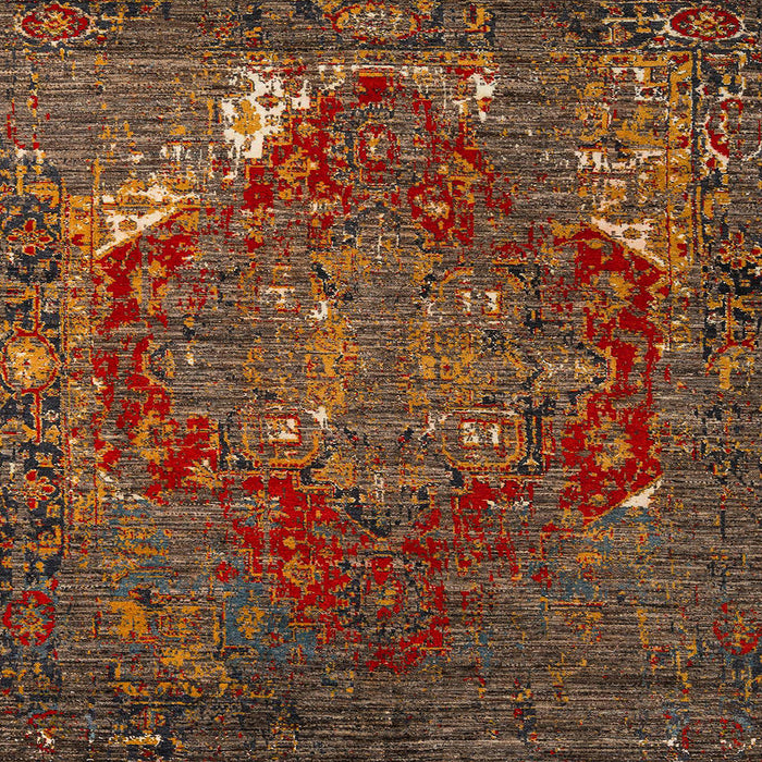 Square Machine Washable Abstract Saffron Red Rug, wshabs5088