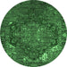 Round Persian Emerald Green Traditional Rug, abs5088emgrn