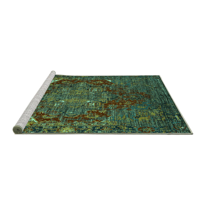 Sideview of Machine Washable Persian Turquoise Traditional Area Rugs, wshabs5088turq