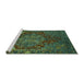 Sideview of Machine Washable Persian Turquoise Traditional Area Rugs, wshabs5088turq