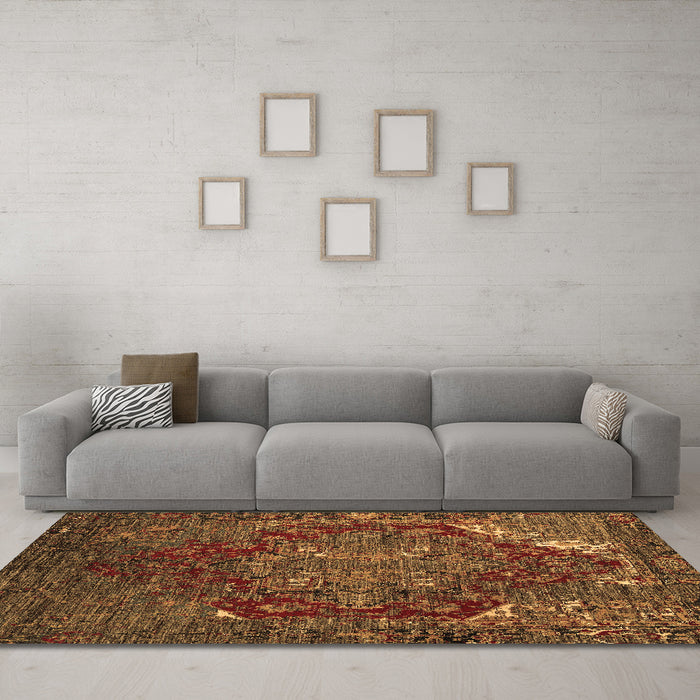 Machine Washable Persian Brown Traditional Rug in a Living Room,, wshabs5088brn