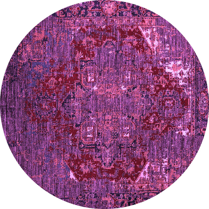 Round Machine Washable Persian Purple Traditional Area Rugs, wshabs5088pur