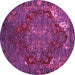 Round Persian Purple Traditional Rug, abs5088pur