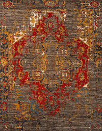 Machine Washable Abstract Saffron Red Rug, wshabs5088