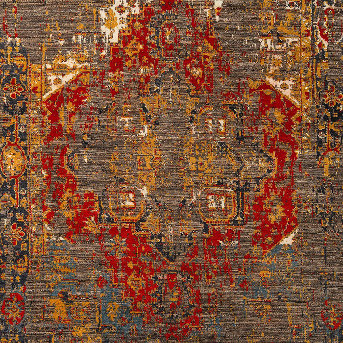 Machine Washable Abstract Saffron Red Rug, wshabs5088