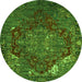 Round Machine Washable Persian Green Traditional Area Rugs, wshabs5088grn