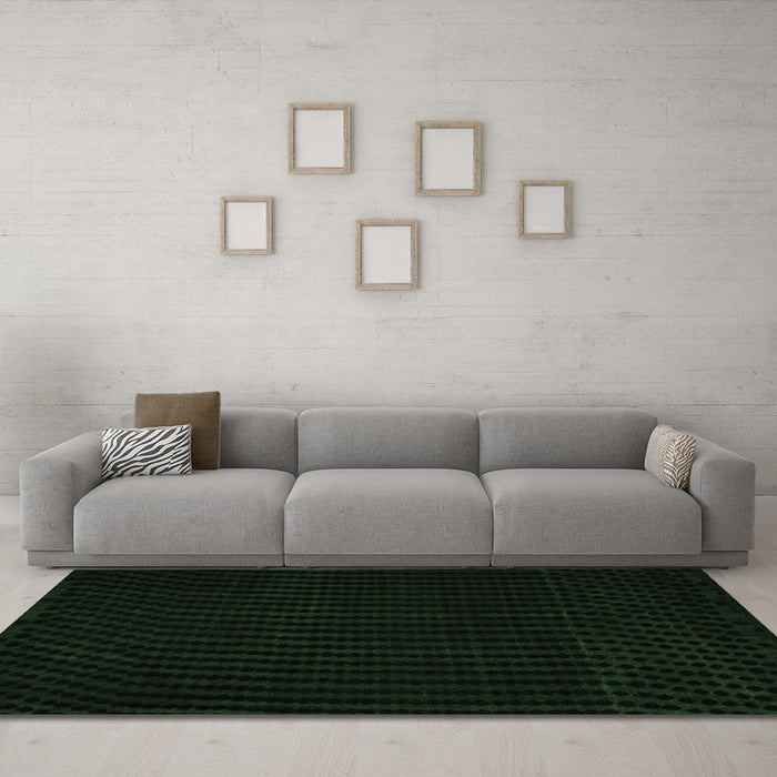 Machine Washable Abstract Emerald Green Modern Area Rugs in a Living Room,, wshabs5089emgrn