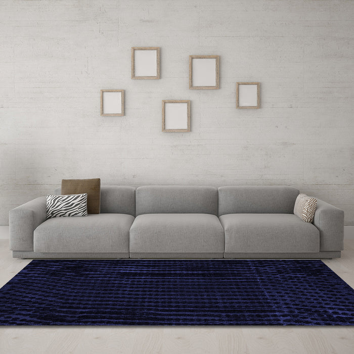 Machine Washable Abstract Blue Modern Rug in a Living Room, wshabs5089blu