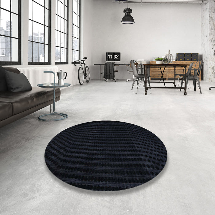 Round Machine Washable Abstract Dark Slate Gray Green Rug in a Office, wshabs5089