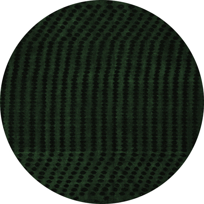 Round Machine Washable Abstract Emerald Green Modern Area Rugs, wshabs5089emgrn