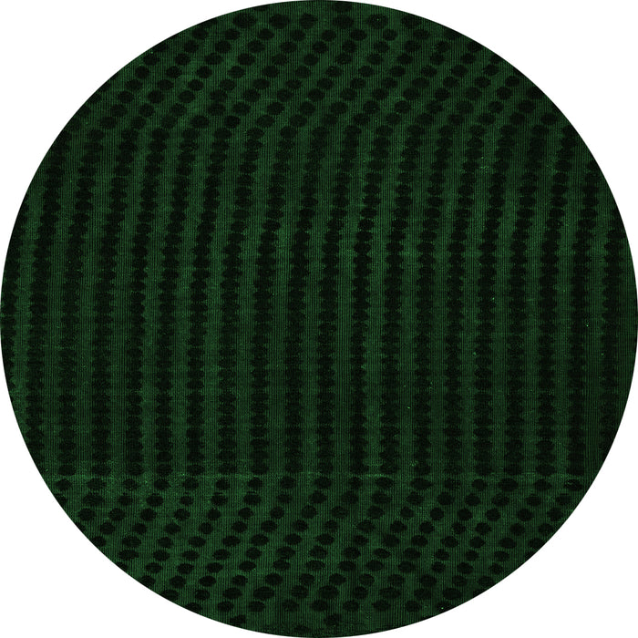 Round Machine Washable Abstract Green Modern Area Rugs, wshabs5089grn