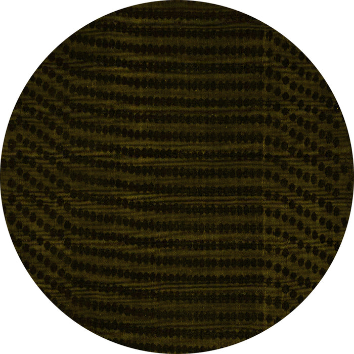 Round Machine Washable Abstract Yellow Modern Rug, wshabs5089yw
