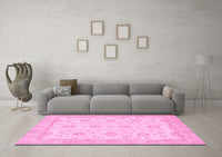 Machine Washable Oriental Pink Traditional Rug, wshabs508pnk