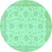 Round Oriental Turquoise Traditional Rug, abs508turq