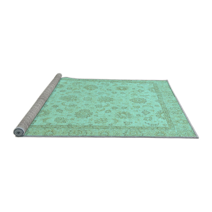 Sideview of Machine Washable Oriental Light Blue Traditional Rug, wshabs508lblu