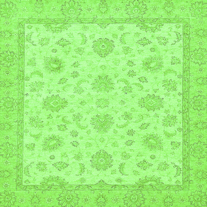 Square Machine Washable Oriental Green Traditional Area Rugs, wshabs508grn