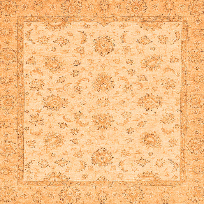 Square Machine Washable Oriental Orange Traditional Area Rugs, wshabs508org