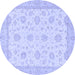 Round Machine Washable Oriental Blue Traditional Rug, wshabs508blu