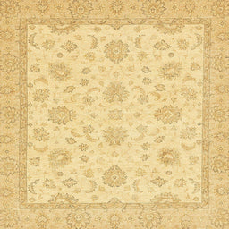 Square Machine Washable Abstract Mustard Yellow Rug, wshabs508