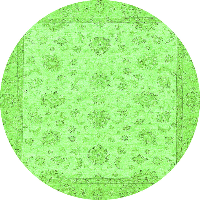 Round Oriental Green Traditional Rug, abs508grn