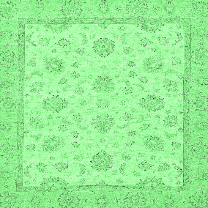 Square Machine Washable Oriental Emerald Green Traditional Area Rugs, wshabs508emgrn