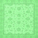 Square Machine Washable Oriental Emerald Green Traditional Area Rugs, wshabs508emgrn