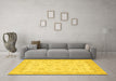 Machine Washable Oriental Yellow Traditional Rug in a Living Room, wshabs508yw