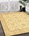 Abstract Mustard Yellow Oriental Rug in Family Room, abs508