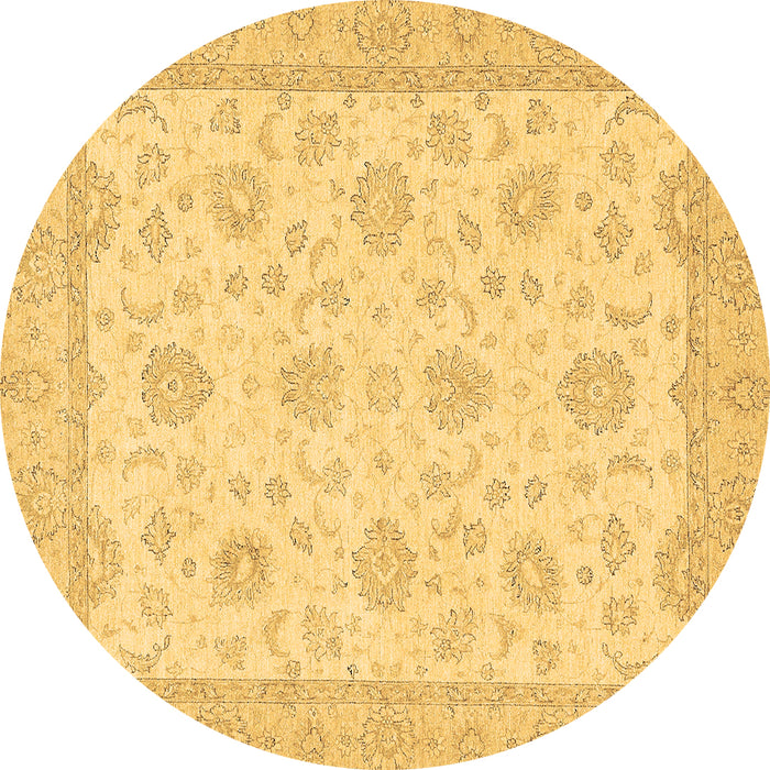 Round Machine Washable Oriental Brown Traditional Rug, wshabs508brn