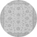 Round Machine Washable Oriental Gray Traditional Rug, wshabs508gry