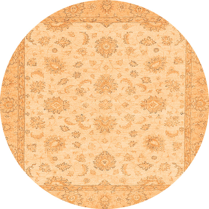 Round Machine Washable Oriental Orange Traditional Area Rugs, wshabs508org