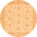 Round Machine Washable Oriental Orange Traditional Area Rugs, wshabs508org