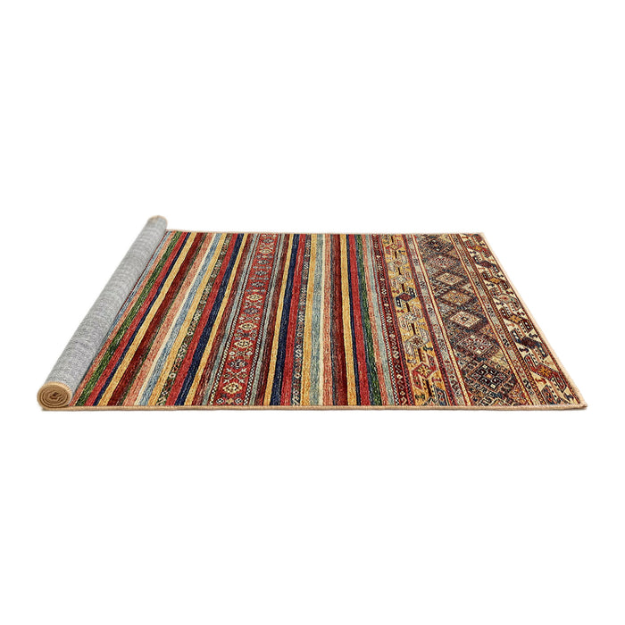 Sideview of Machine Washable Abstract Saffron Red Rug, wshabs509
