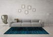 Machine Washable Abstract Turquoise Modern Area Rugs in a Living Room,, wshabs5090turq